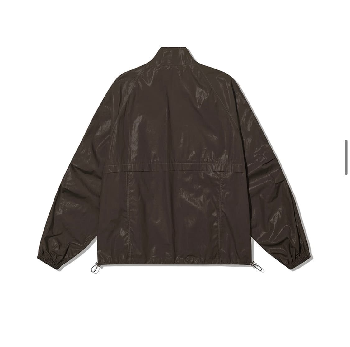 오아이오아이 oioi 레이어드 로고 유광 코팅 바람막이 브라운 s사이즈 상품이미지2