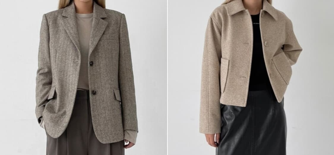 노타 트위드 프론트 자켓 베이지 상품이미지1