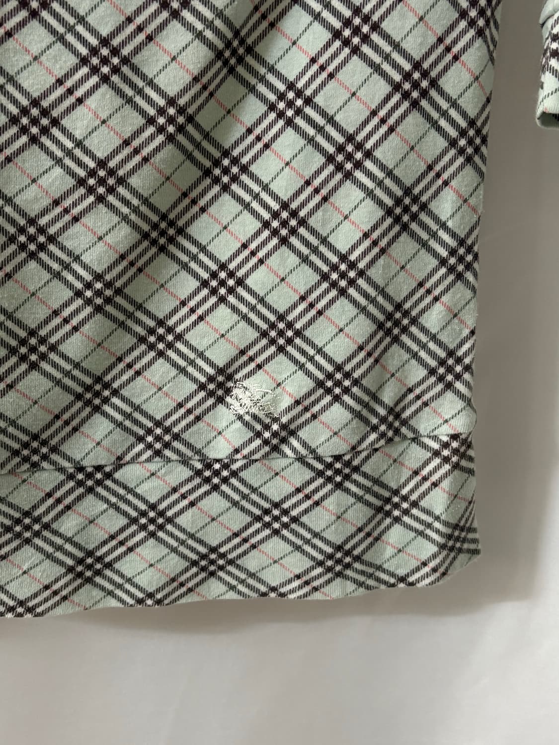 Burberry Blue Label 민트 체크 보트넥 탑 상품이미지5