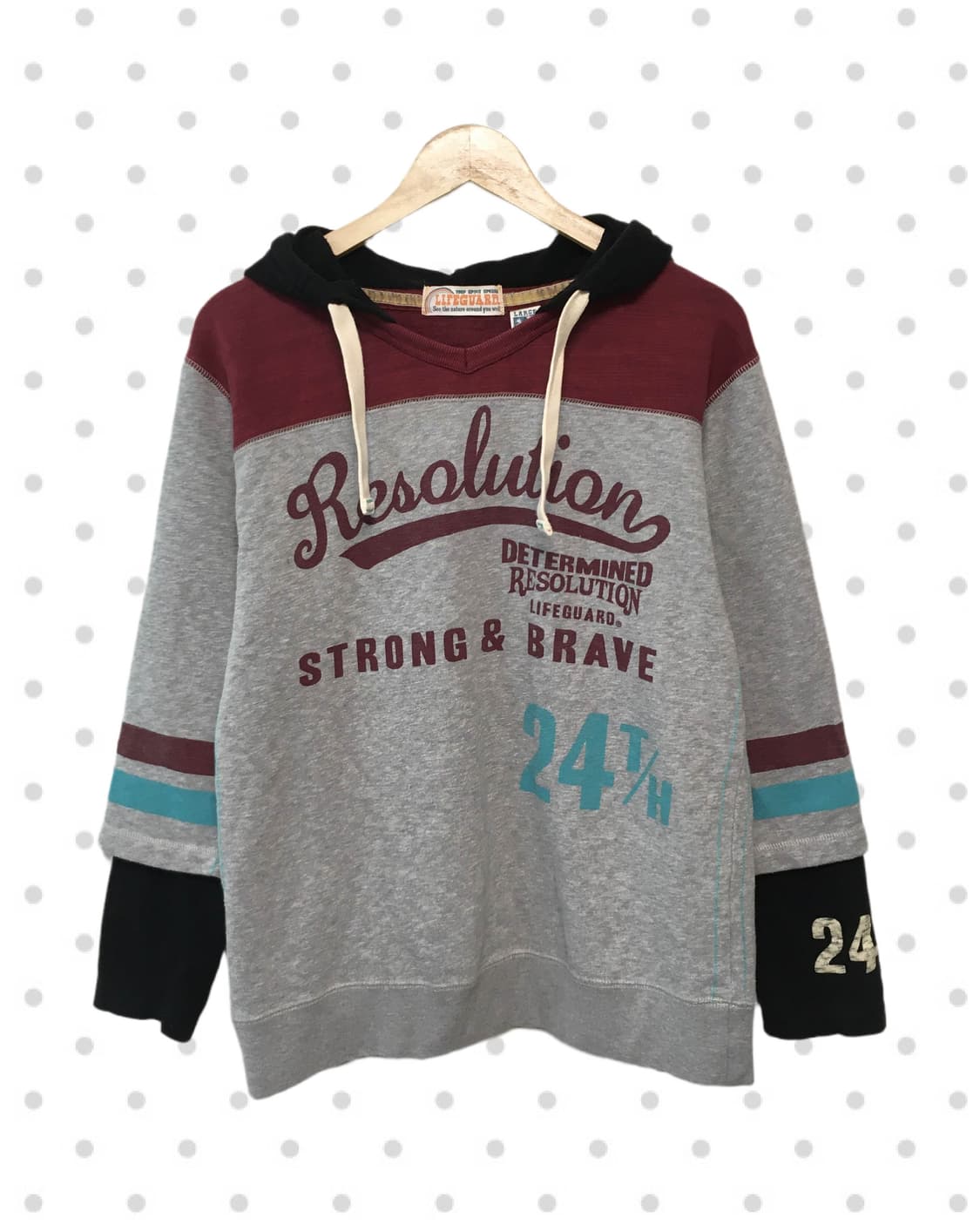 vintage layered hoodie top gray 상품이미지5