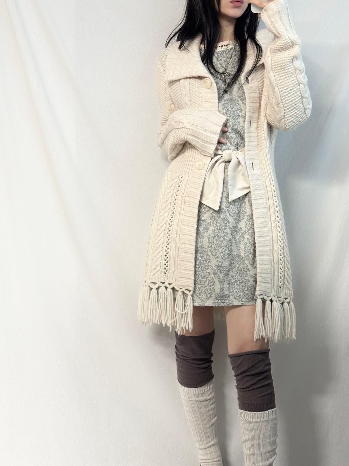 로라애슐리 수술 롱 버튼 니트 가디건 상품이미지8