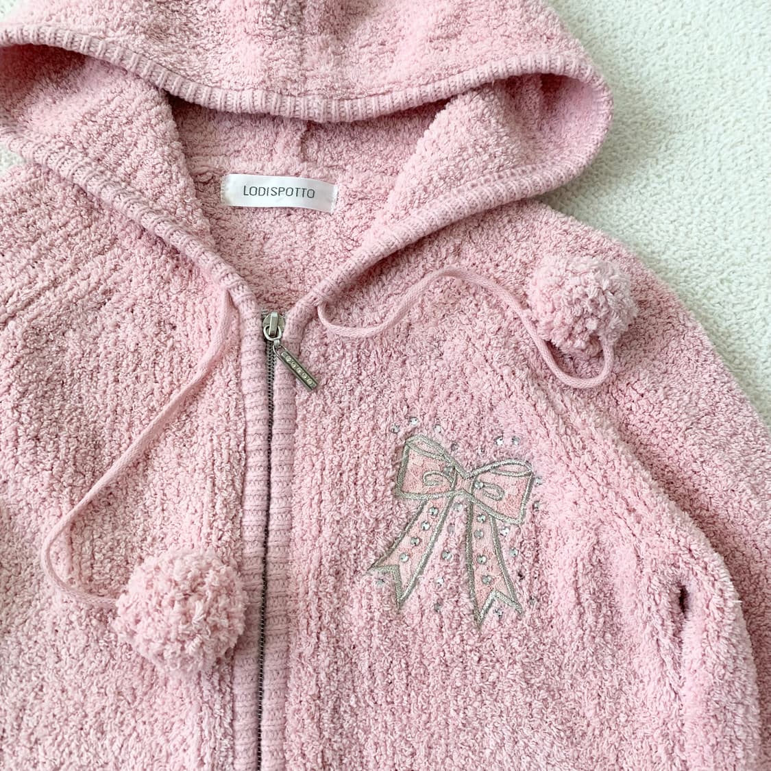 Lodispotto 로디스포토 핑크 폼폼이 후드집업 상품이미지3