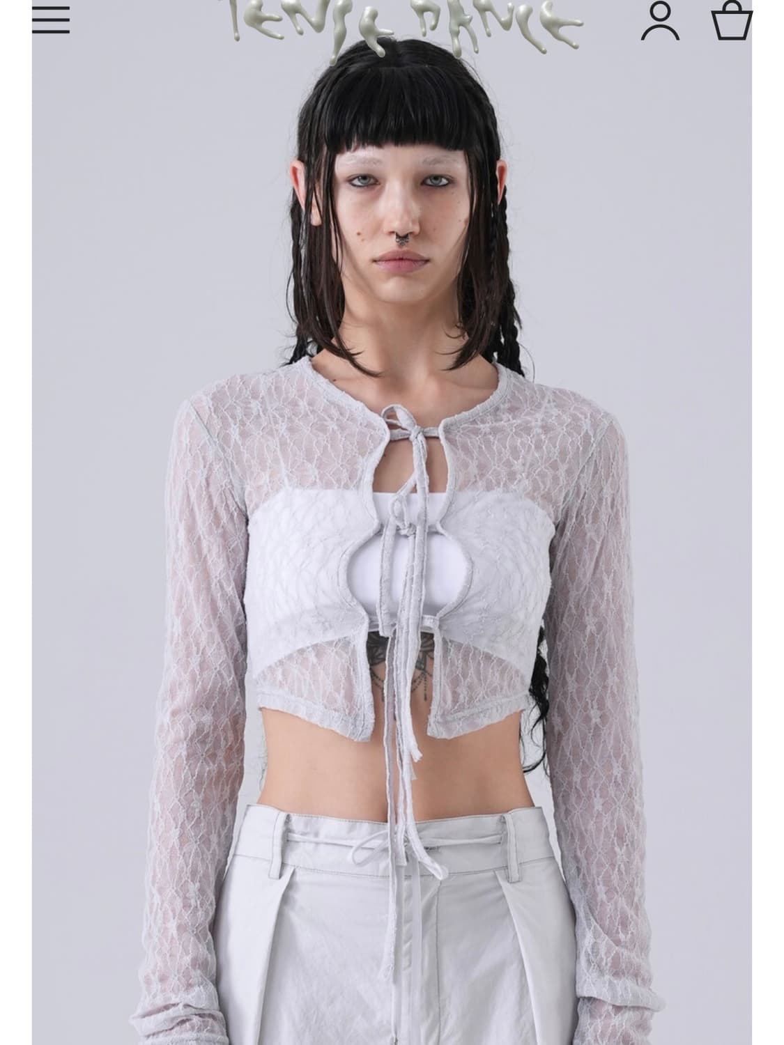 Lace strap top_light grey 상품이미지1