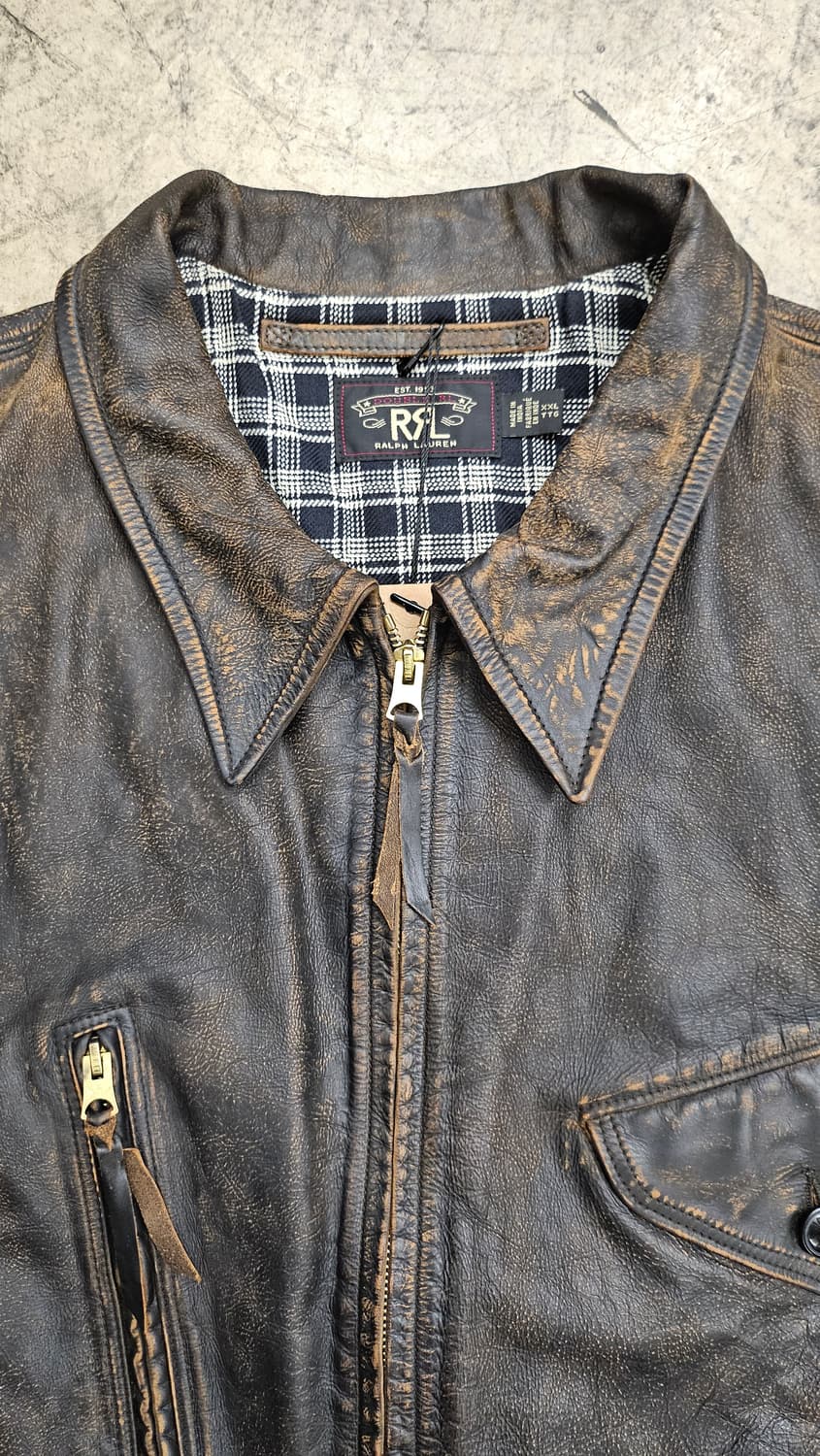 Double RL Leather Moto Jacket. 상품이미지3