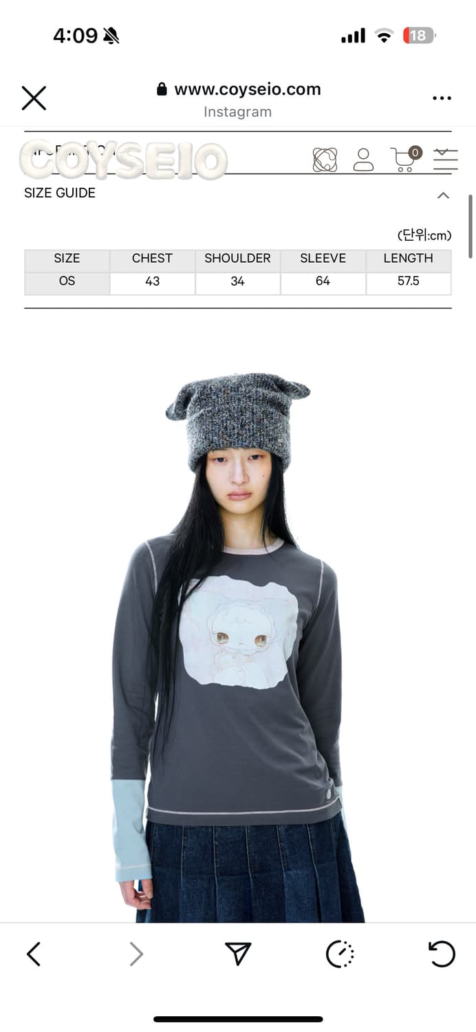 코이세이오 브러쉬 롱슬리브 차콜 coyseio 상품이미지2