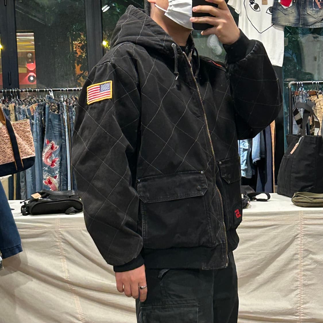 XL) 스냅온 USA 블랙 다이아몬드 퀼팅 액티브 후드 자켓 상품이미지9