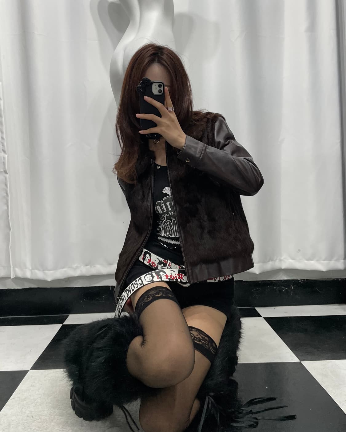 🎸다크 브라운 퍼 레더 자켓🎸 상품이미지1