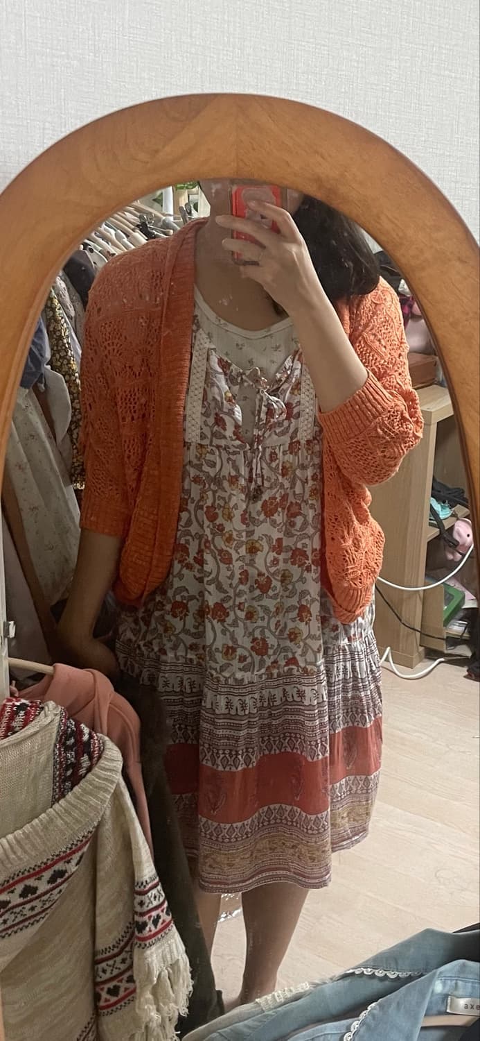 모리걸 빈티지 능소화 플라워 에스닉 원피스 set 🧡🌺 상품이미지4