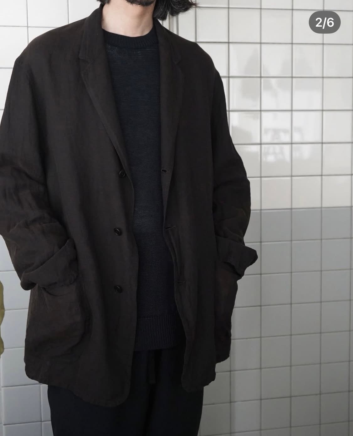 [2] 코모리 26ss 실크 코튼 자켓 브라운 상품이미지1