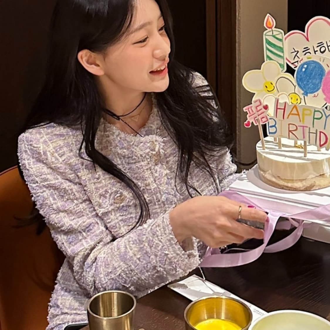 마리마켓 라벤다 생일 크롭 트위드자켓 55-66 새상품 상품이미지1