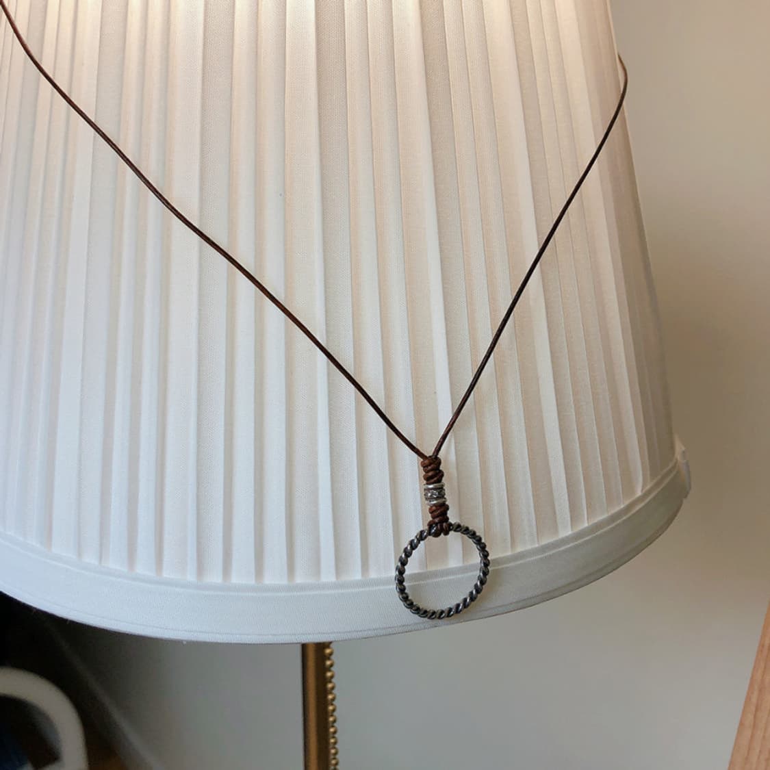 실버925 링 펜던트 우드끈 목걸이 상품이미지3