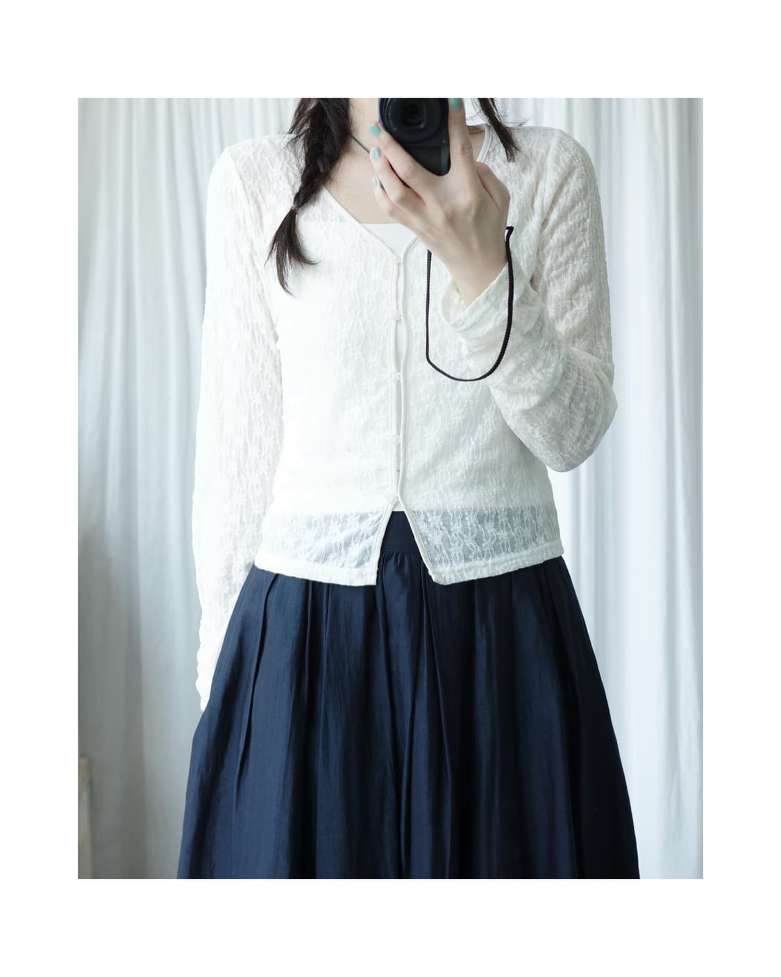 White lace shirring cardigan 상품이미지1