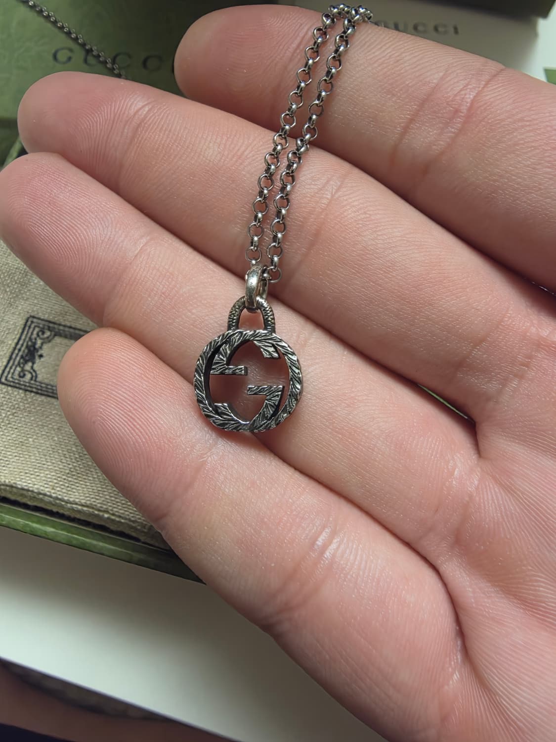 [풀구성] 구찌 인터로킹 G 팬던트 네크리스 실버 목걸이 상품이미지2