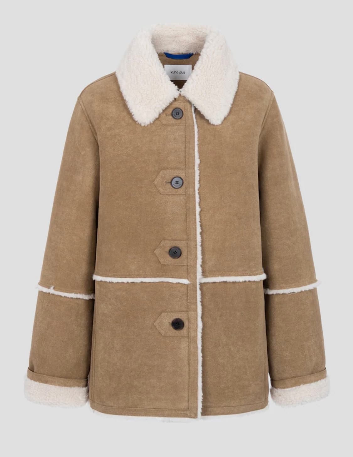 [새상품/택O] 구호플러스 시어링 스웨이드 미디 무스탕자켓 베이지 상품이미지5