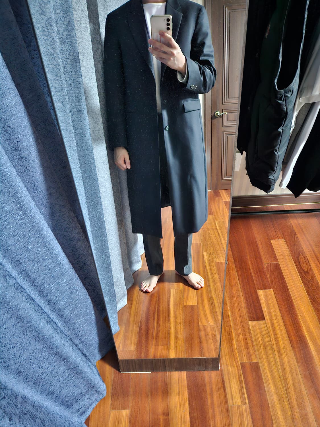 포커페이스 롱블레이저 싱글코트 48 다크네이비 상품이미지7