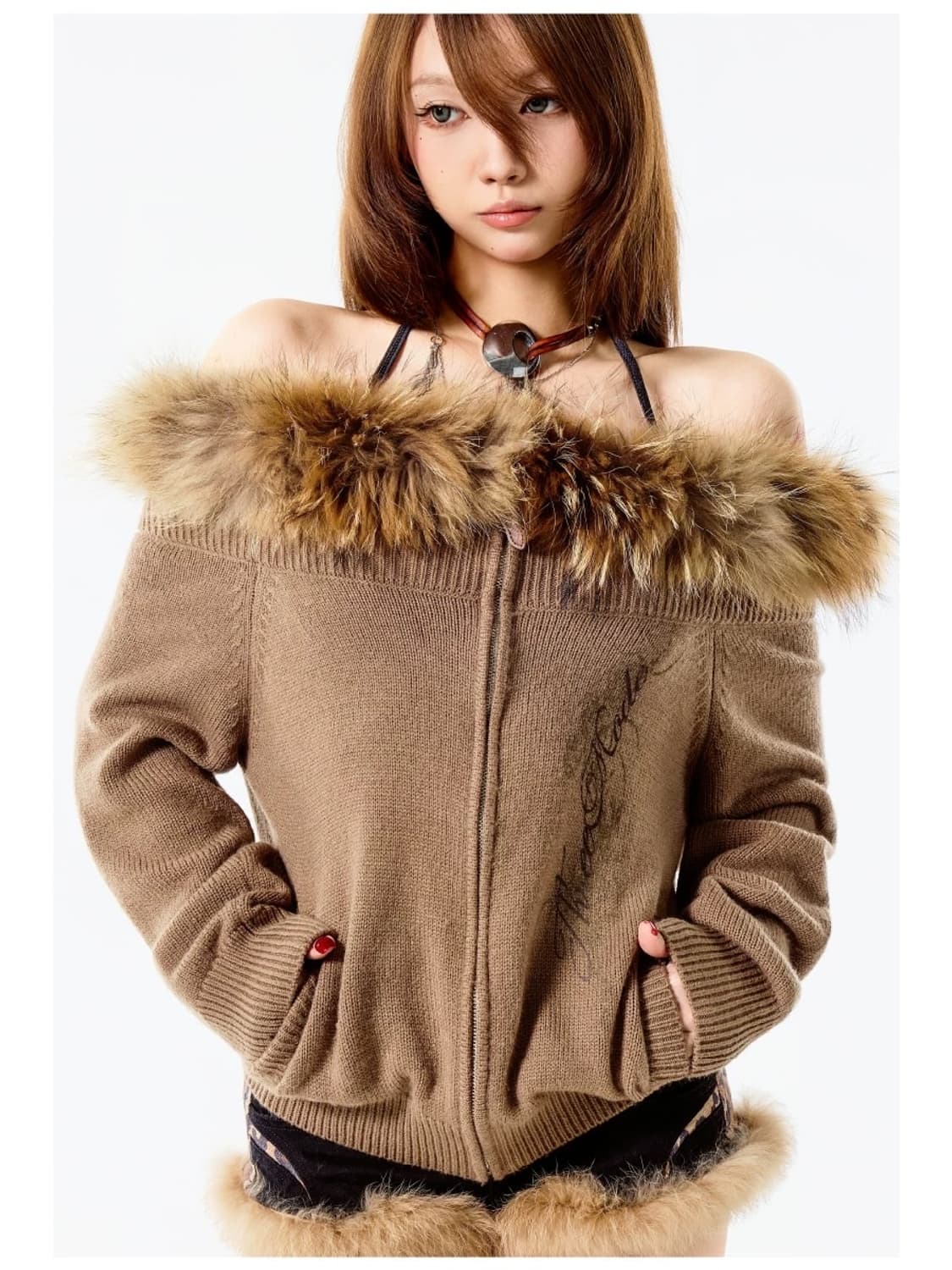 Brown Fur Open Shoulder 상품이미지6