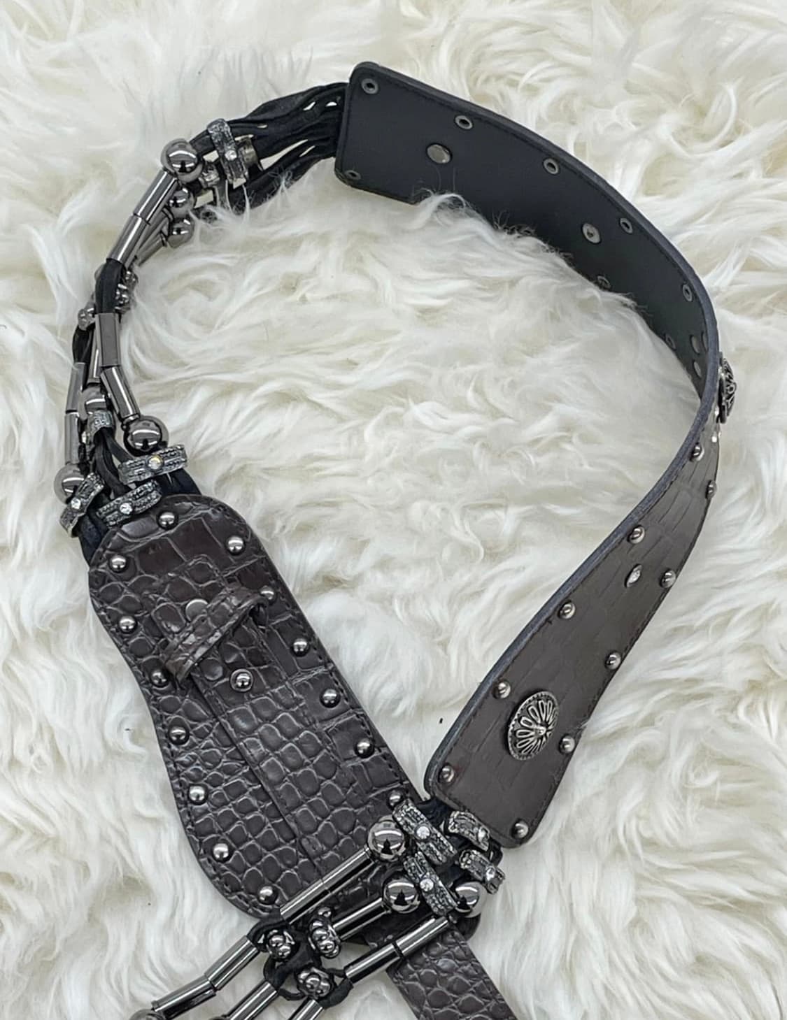 그런지 스터드 큐빅 버클 벨트 상품이미지2