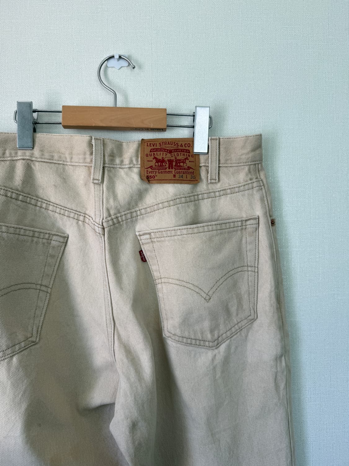 90s made in usa levis 550 34x30 에크루 크림진 상품이미지6