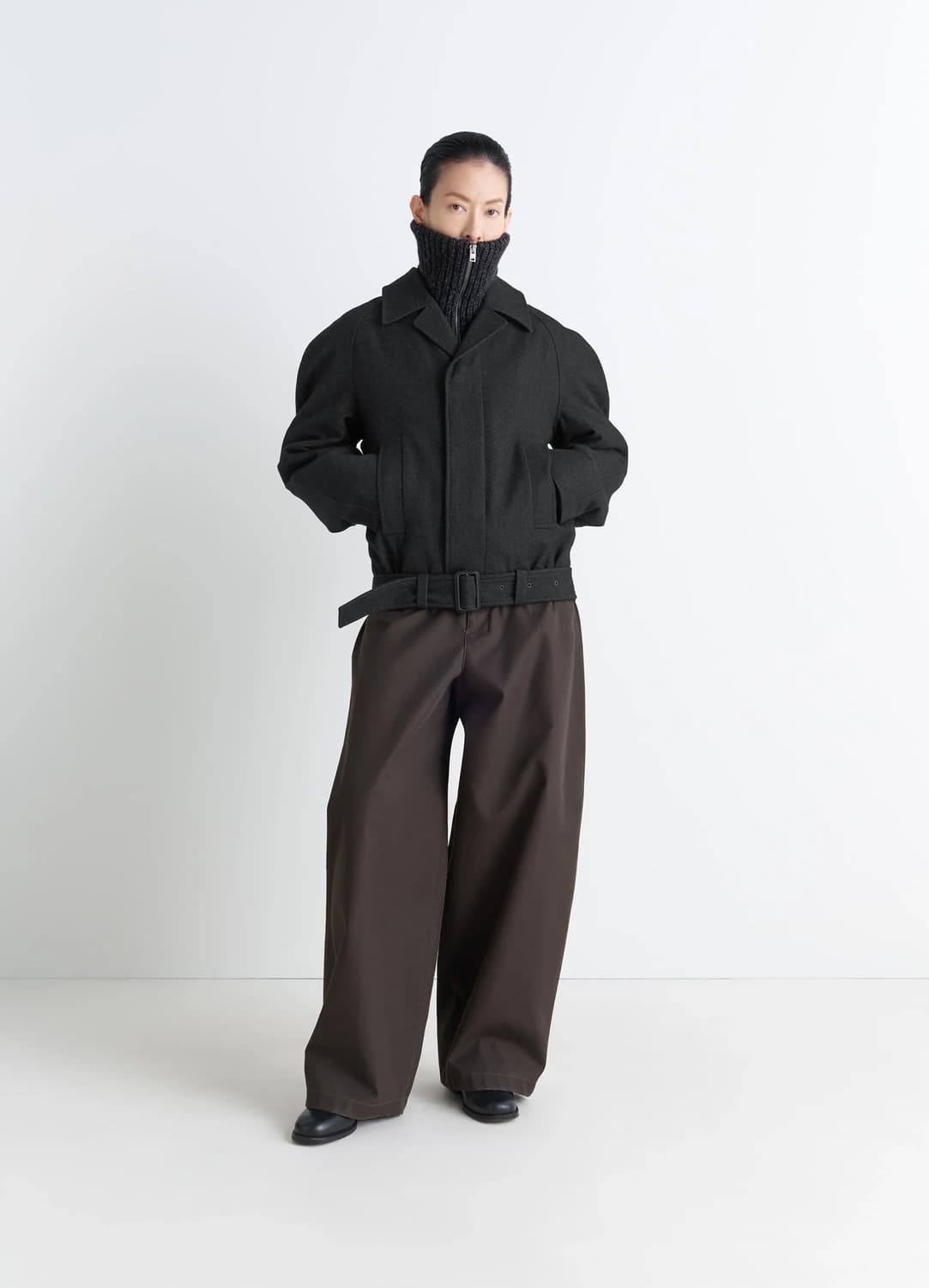 [34]르메르 25fw RAGLAN SLEEVE SHORT 코트/블랙 상품이미지2