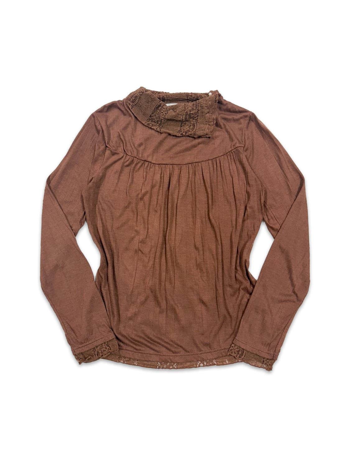 빈티지 오랜지 브라운 레이스 레이어드 긴팔티 상품이미지2