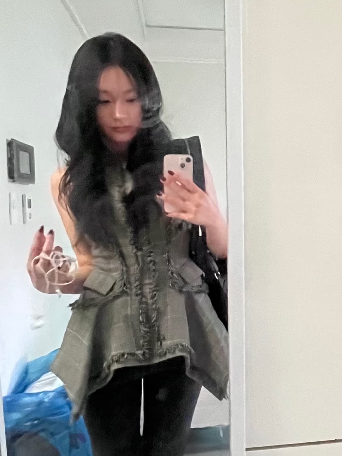 알렉산더맥퀸 체크 프린지 모100 민소매블라우스 55 상품이미지2