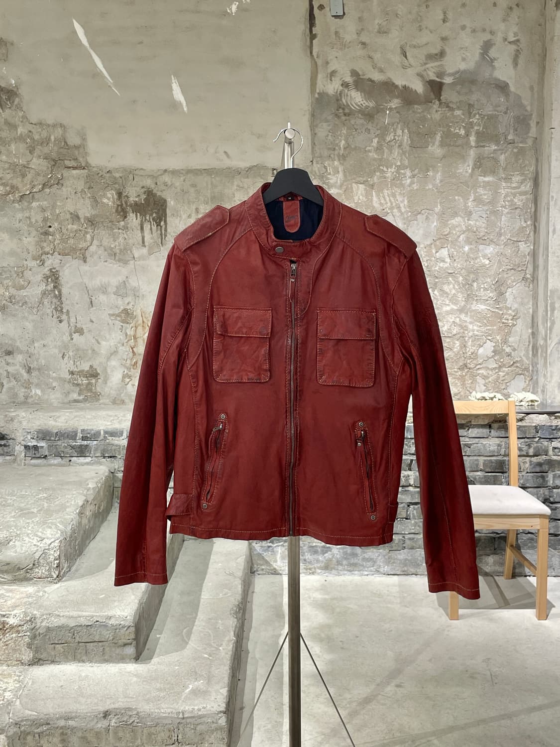 gipsy 레디쉬 브라운 체스트 포켓 레더 자켓 상품이미지1