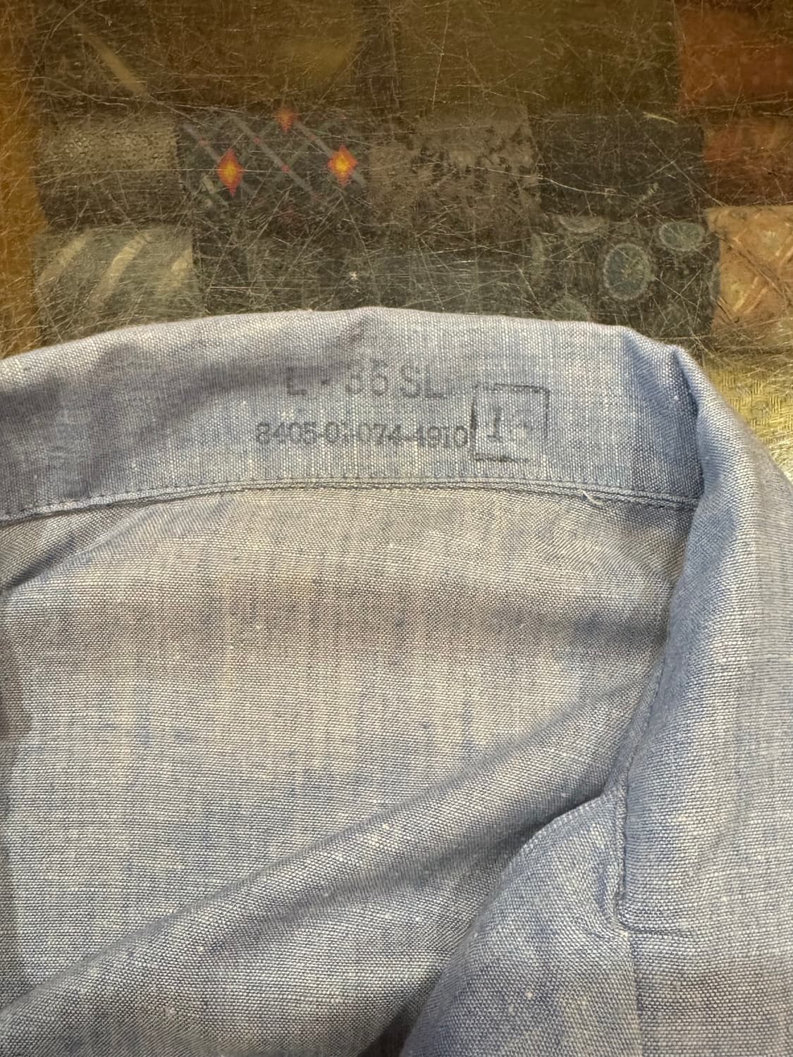 80s U.S. Navy Chambray Shirt (16,XL) 상품이미지5