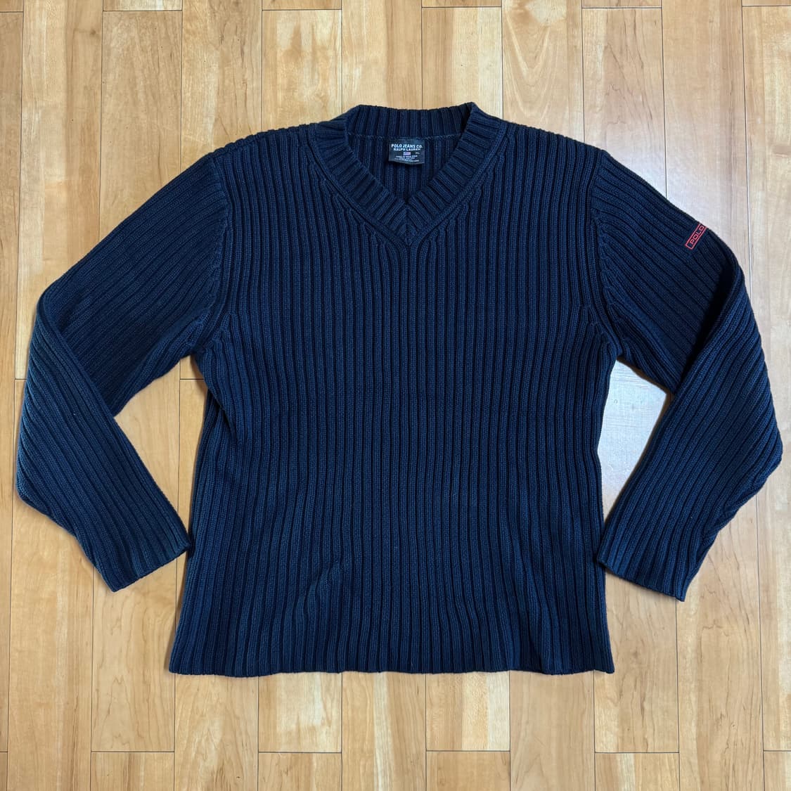 폴로 진스 남성 브이넥 니트 블랙 XL 상품이미지1