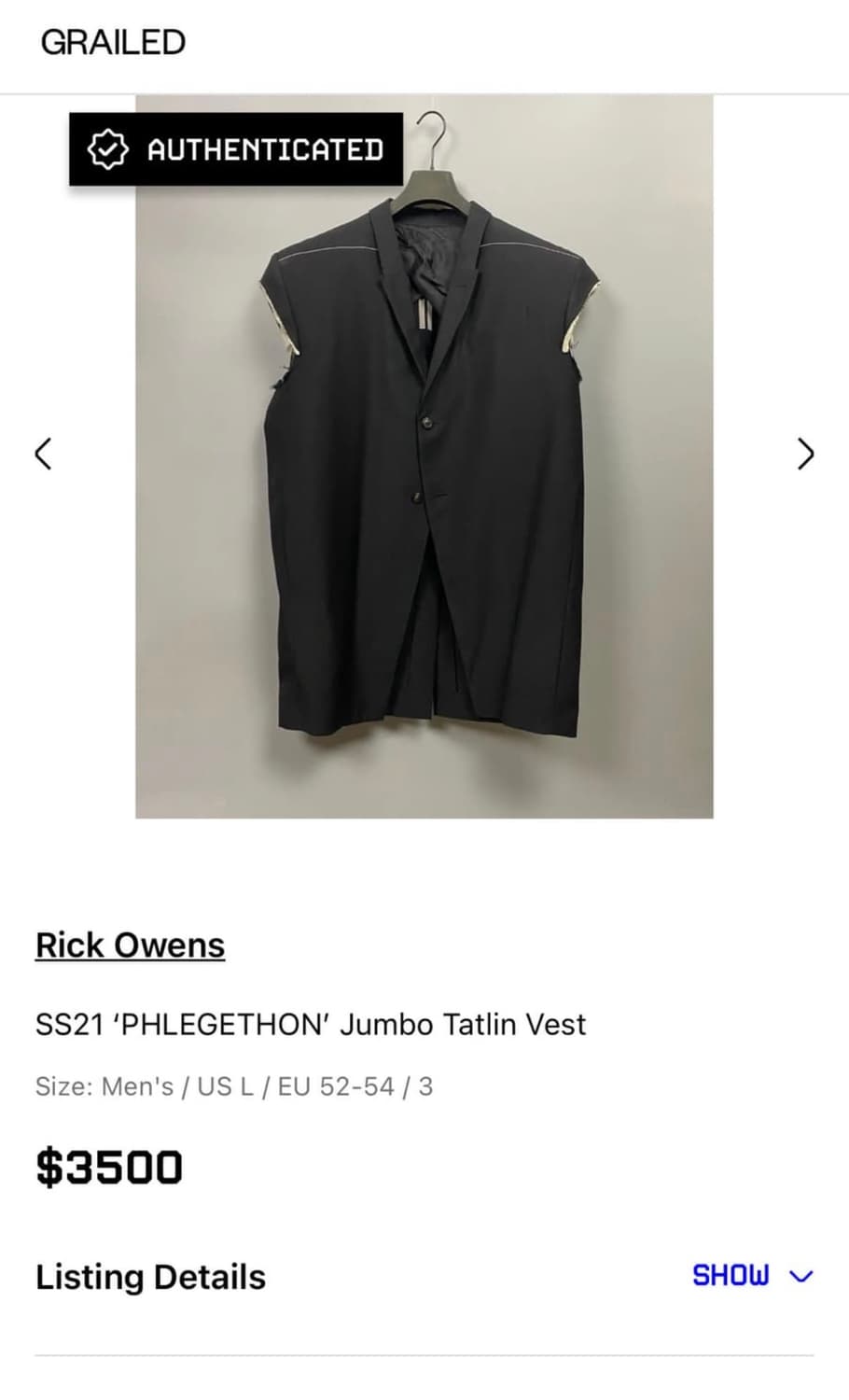 릭오웬스 점보 타틀린 슬리브리스 자켓 상품이미지5