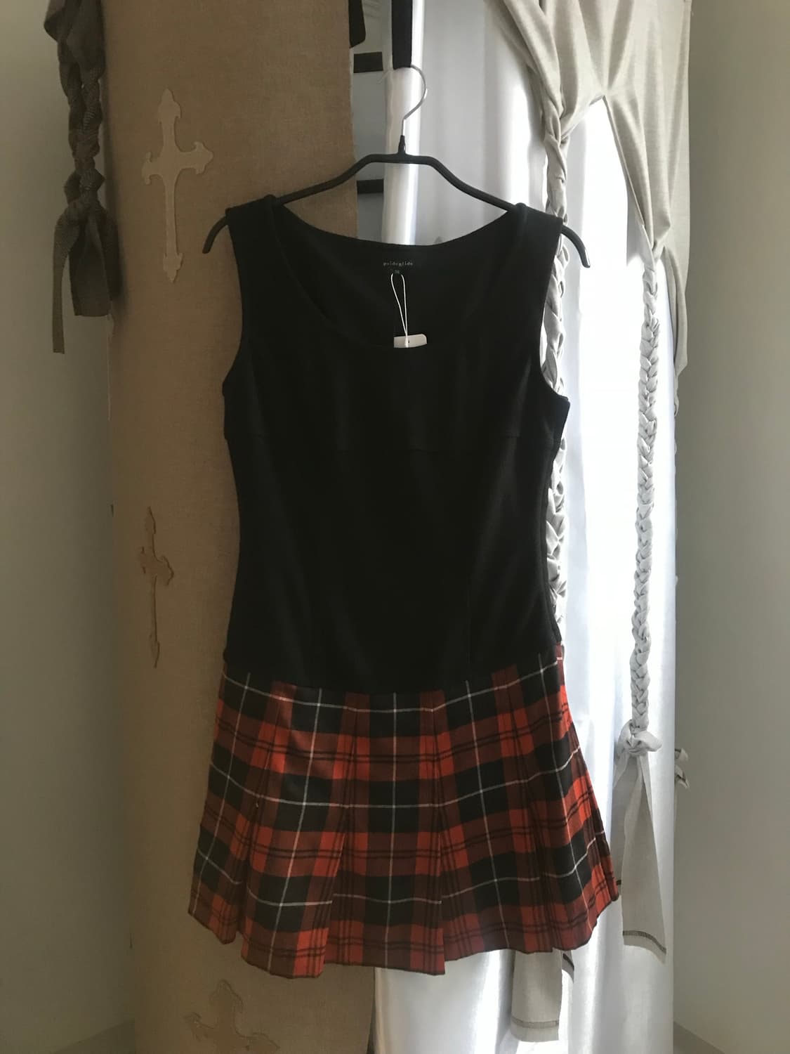 vintage check pleats one-piece 상품이미지8