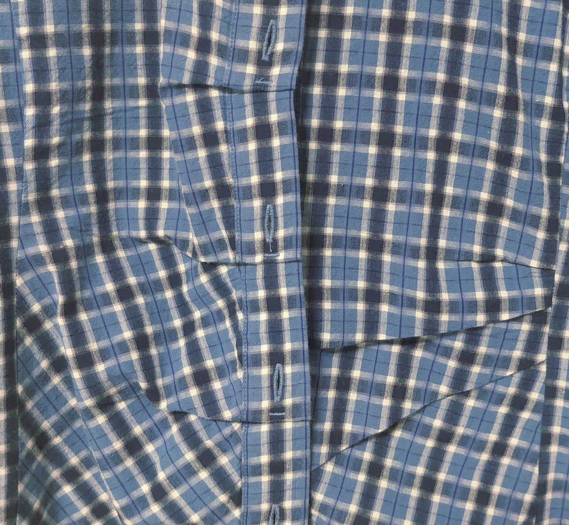 빈티지 블루 셔링 체크셔츠 상품이미지3