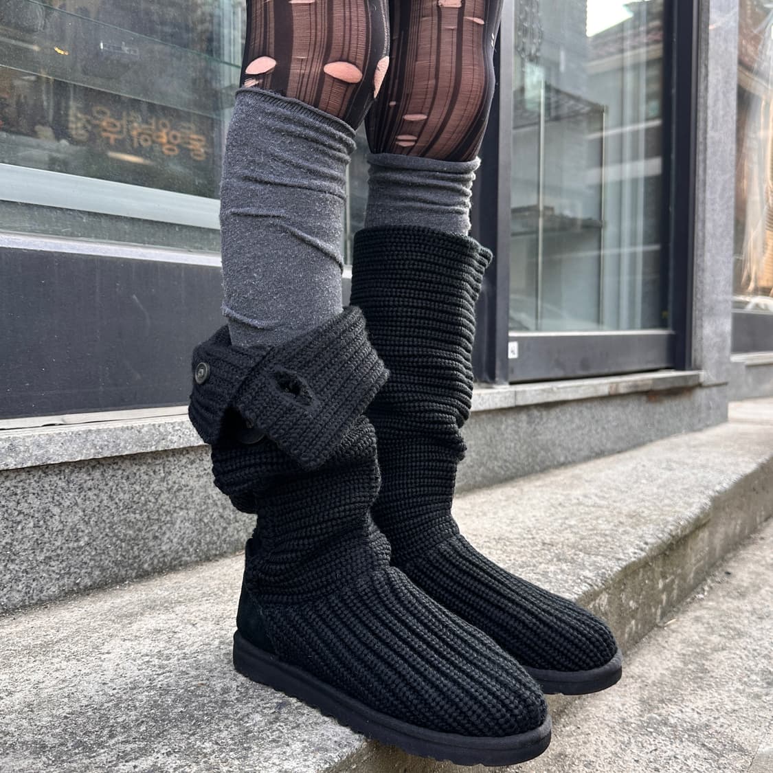 00s 블랙 니트 카디 어그 부츠 상품이미지5