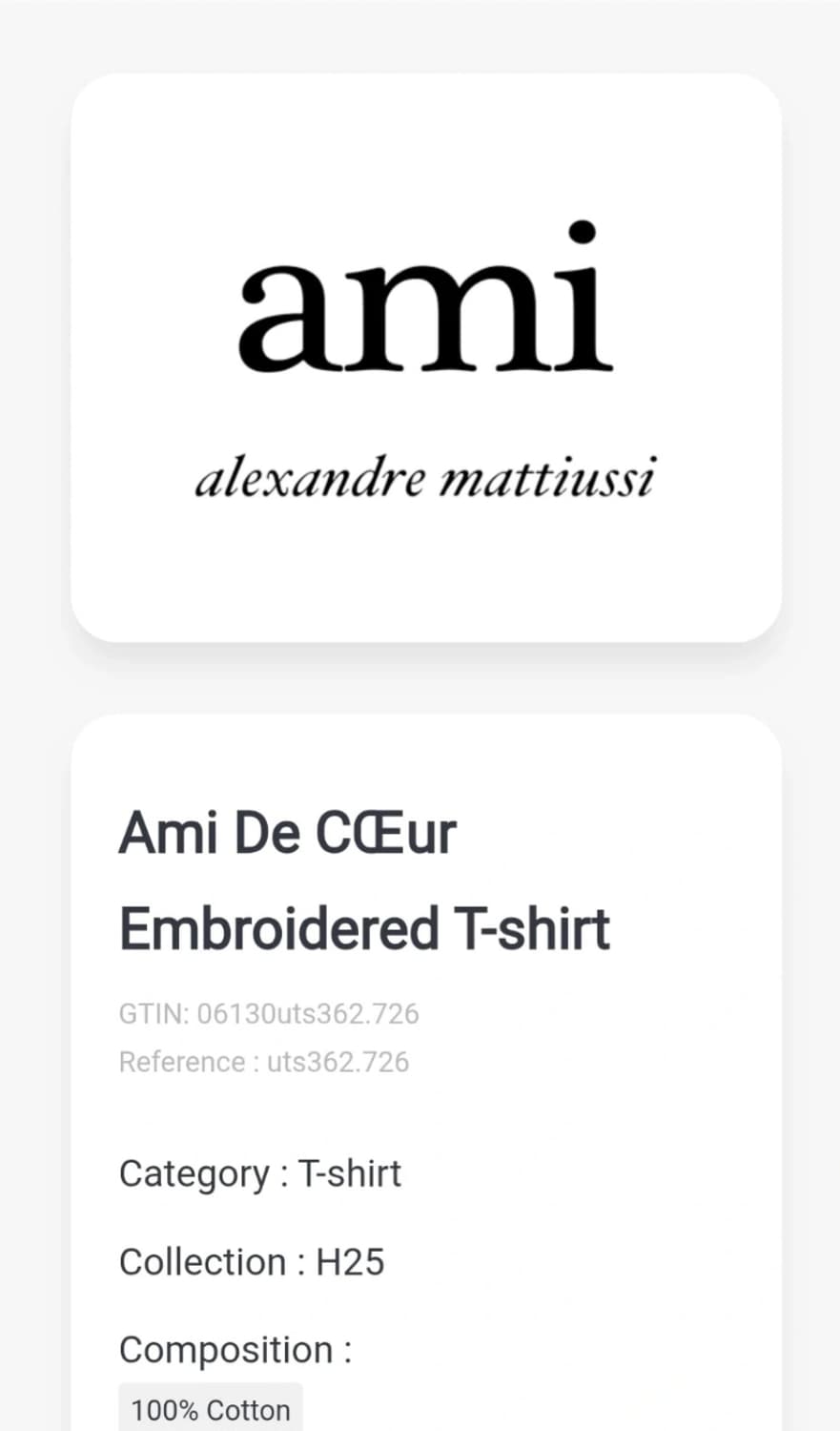 초특가/큐알정품인증>아미 드 꾀흐 빅로고 반팔티 (베이지 / 아이보리) 상품이미지8