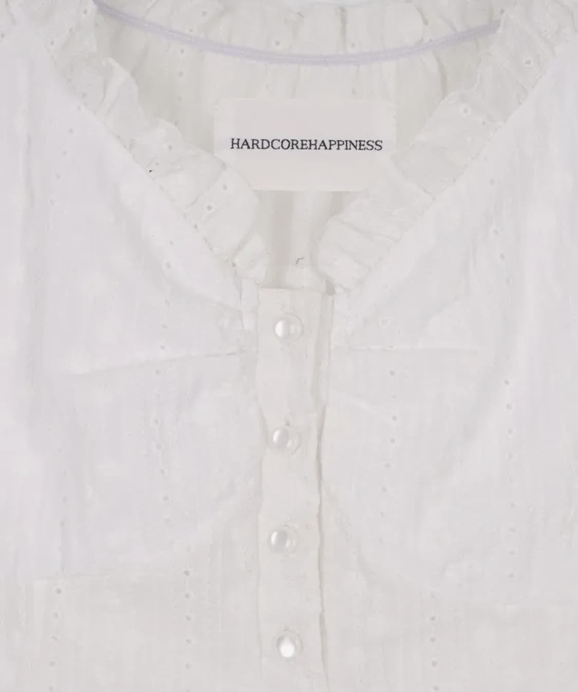 새상품)) 웨이브 셔링 퍼프 블라우스 플라워 화이트 상품이미지4