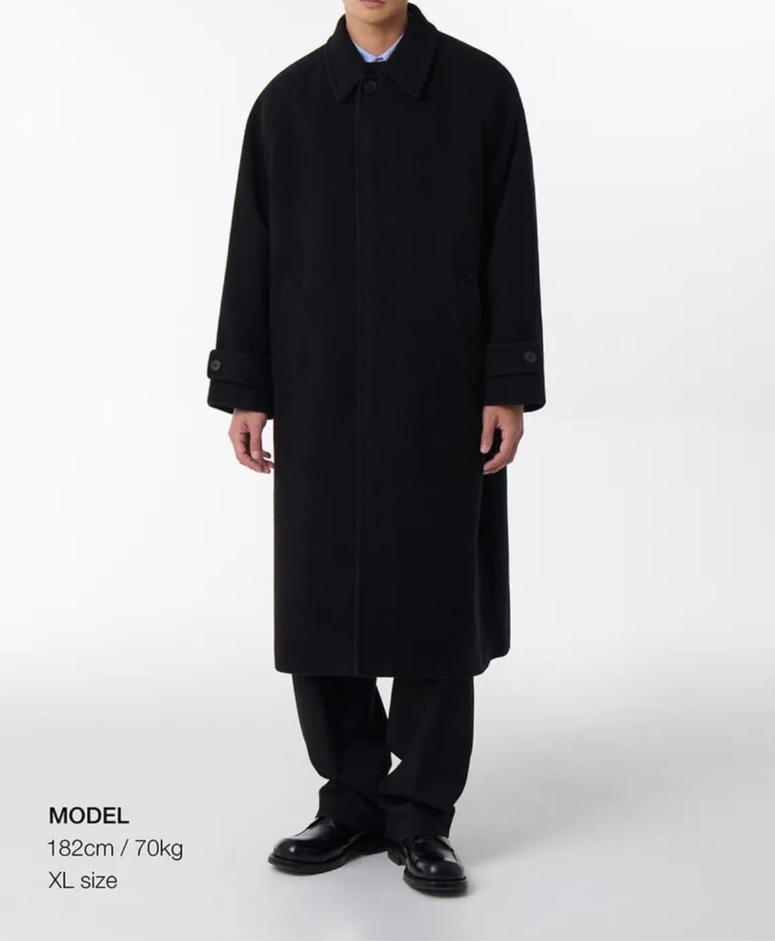 [새상품] 무신사스탠다드 오버사이즈 발마칸코트 블랙 L (정가26만원) 상품이미지1