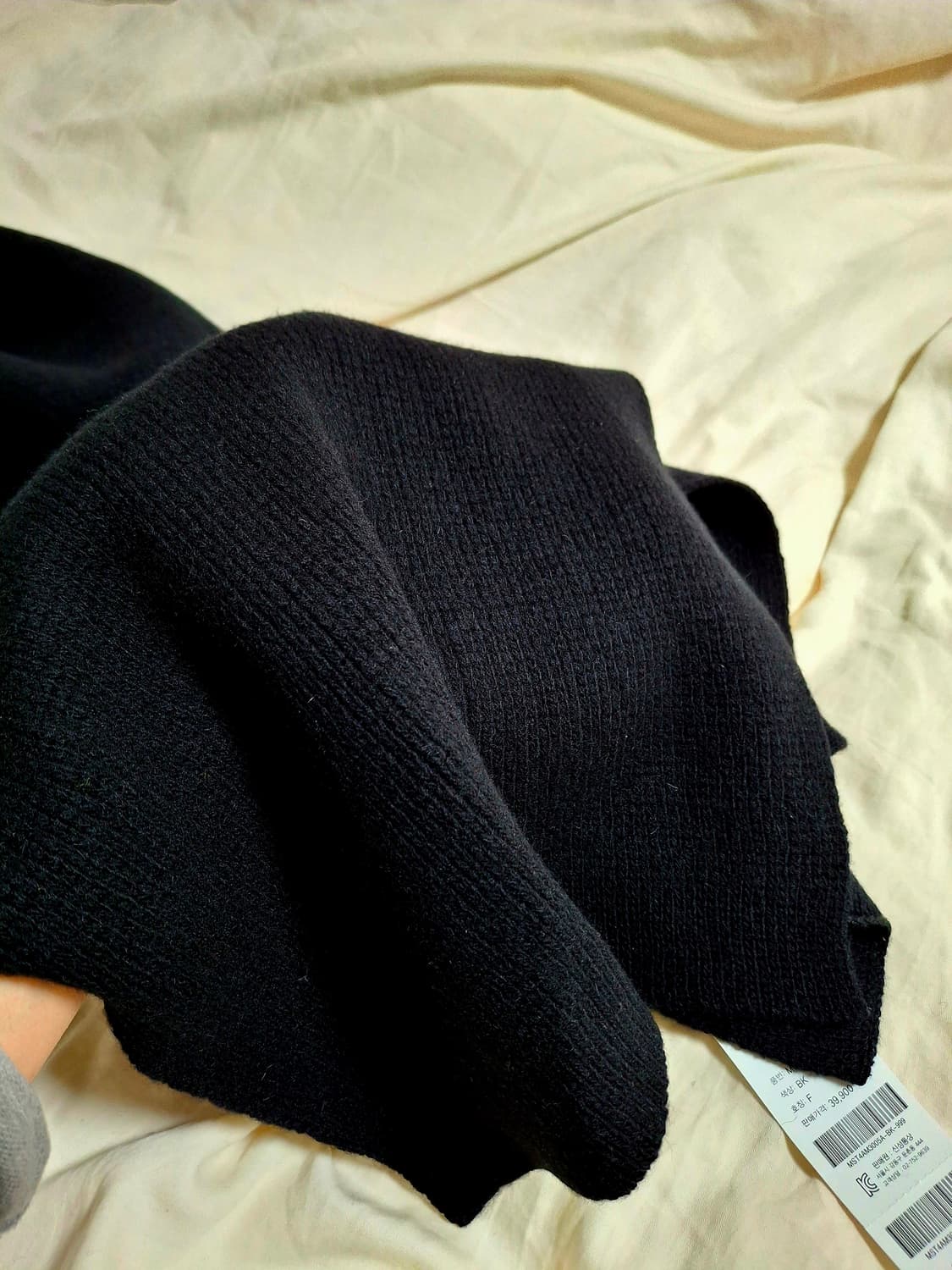 새상품 탑텐 블랙목도리 모80니트두툼 폭36길이212 상품이미지4