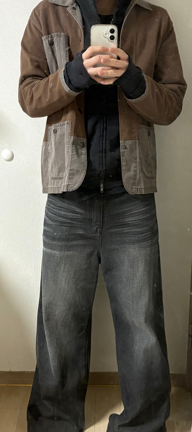 DNSR 와이드 플레어 데님 팬츠 블랙 상품이미지1