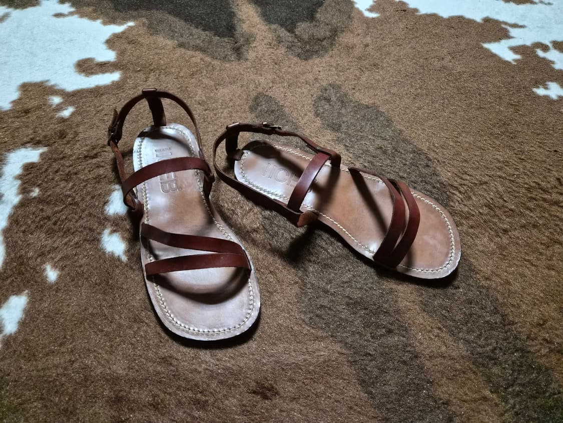 Made in ITALY 남성용 브라운 레더 샌들(280) 상품이미지1