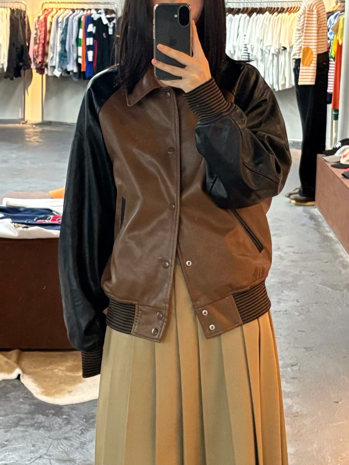 파르티멘토 배색 비건 레더자켓 상품이미지1