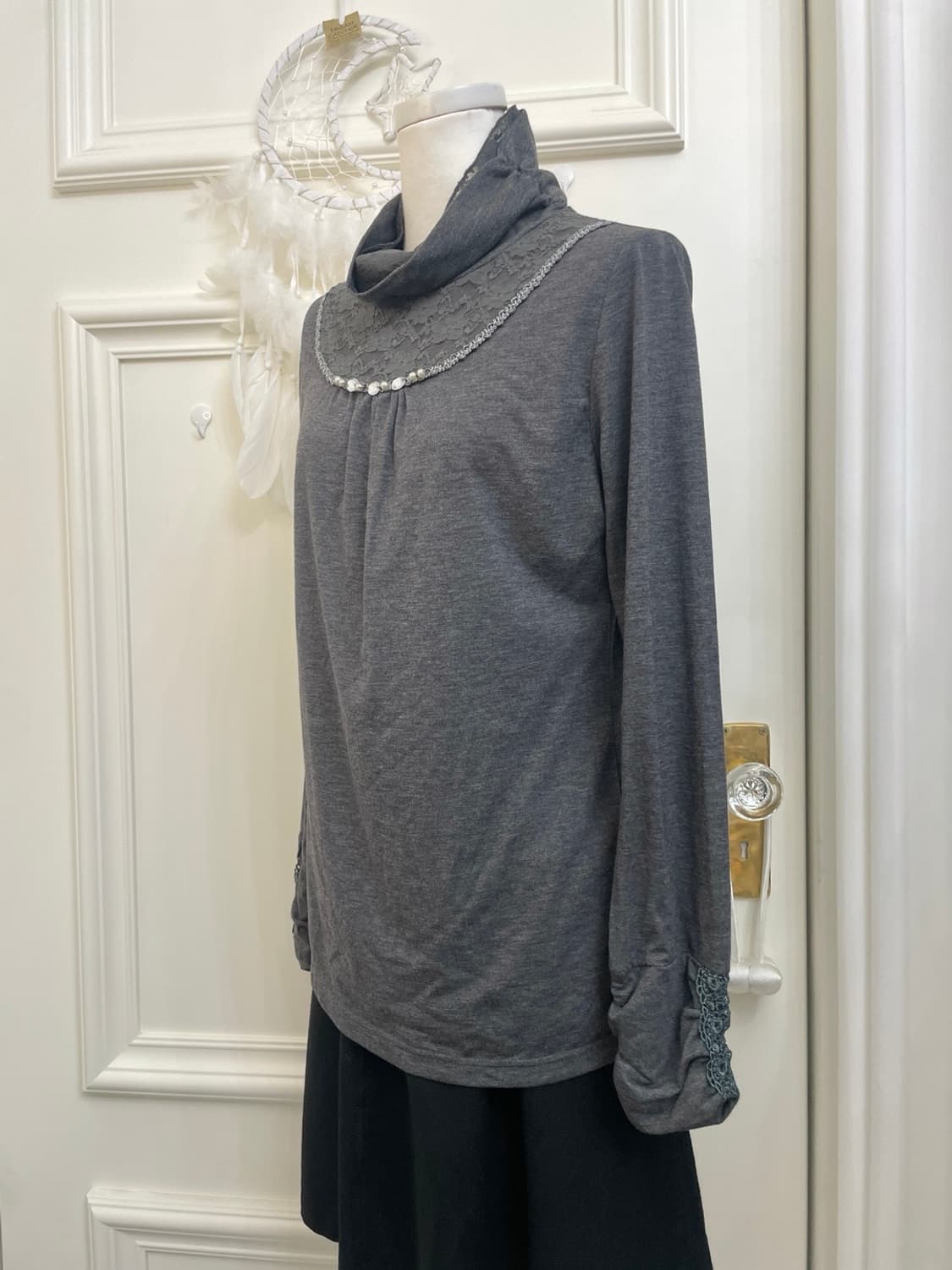 charcoal 3button shirring point cardigan 상품이미지9