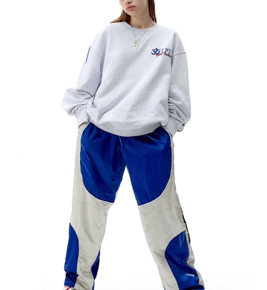 스컬프터 레이싱 스웻셔츠 화이트 멜란지 상품이미지3