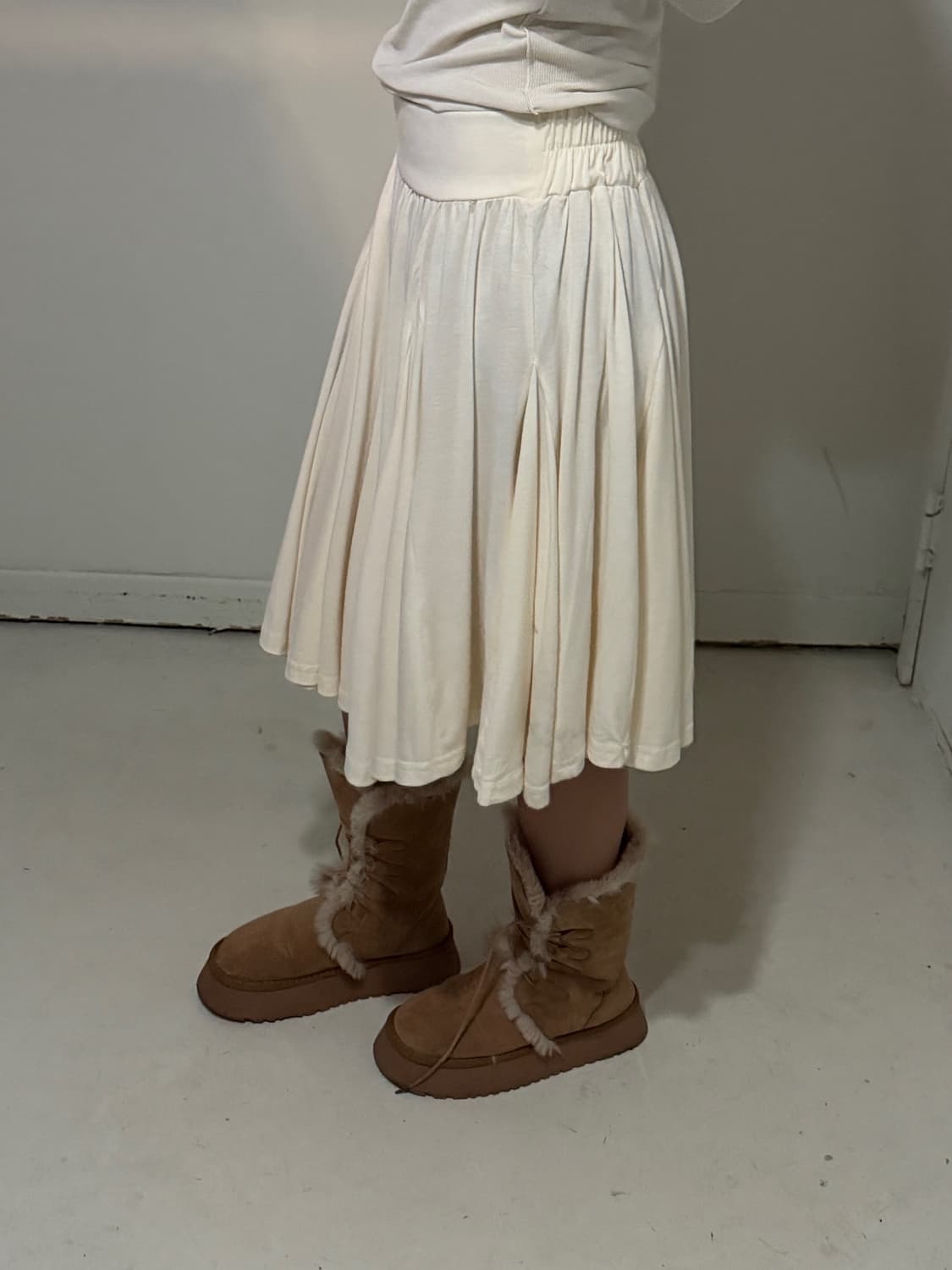 일본빈티지 크림 드롭 플레어 스커트 상품이미지2