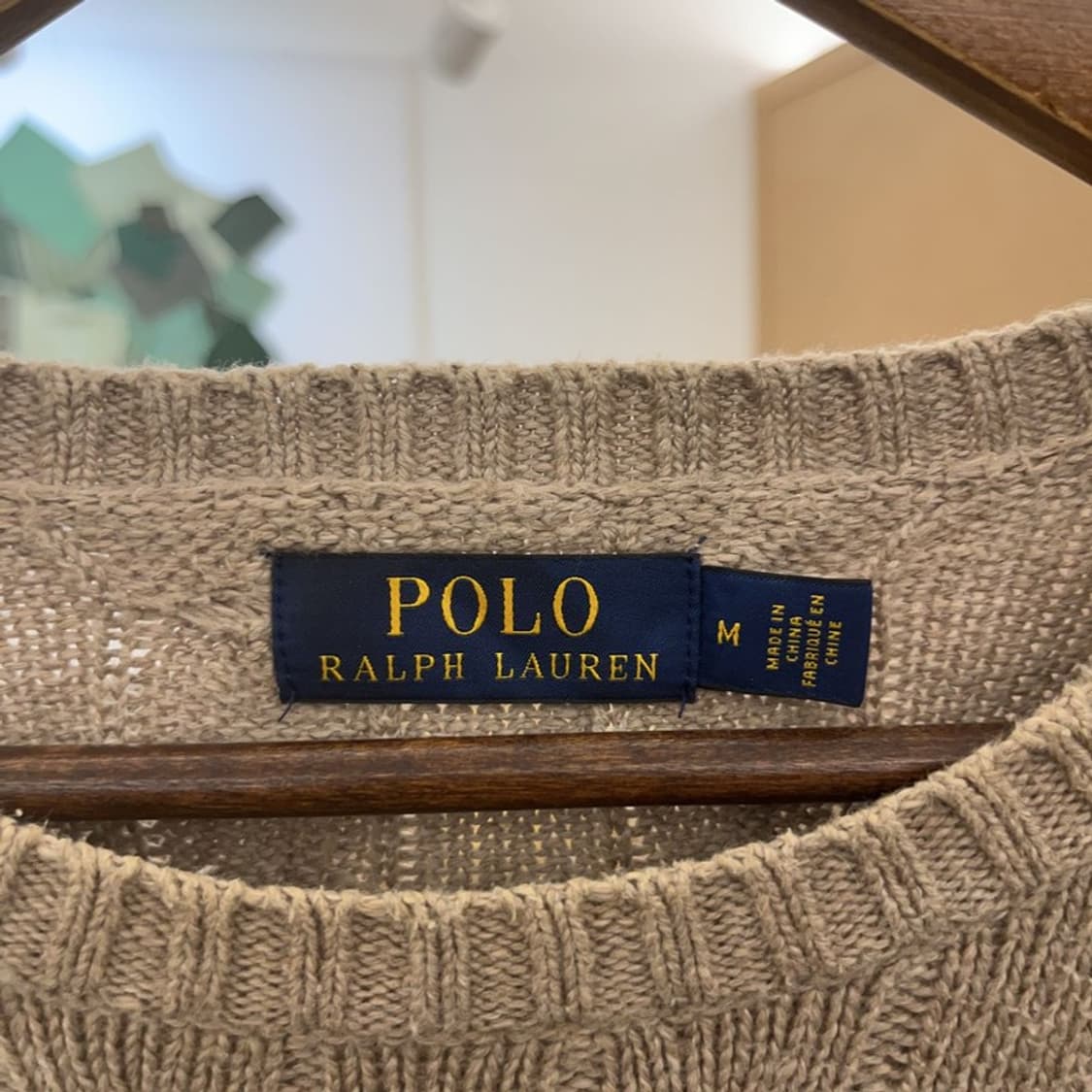 폴로 랄프로렌 빈티지 여리핏 베이지 꽈배기 니트 M C09497 상품이미지5