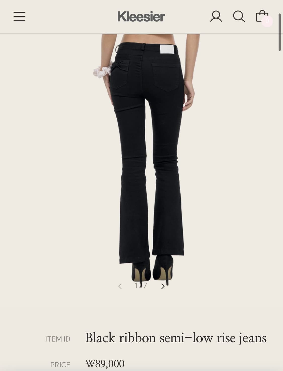 클리시어 블랙 리본 세미로우라이즈 진 상품이미지1