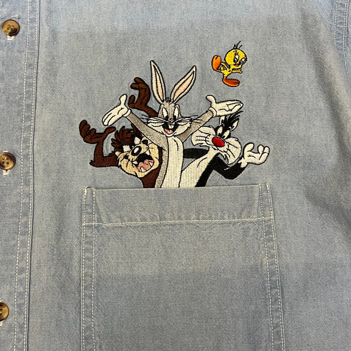 미국빈티지 워너브라더스 벅스바니 셔츠 연청남방 상품이미지4