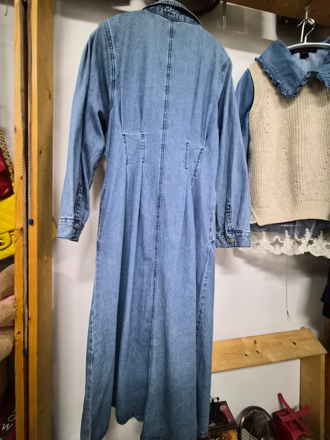 랩 벌룬 데님 롱 원피스 상품이미지8