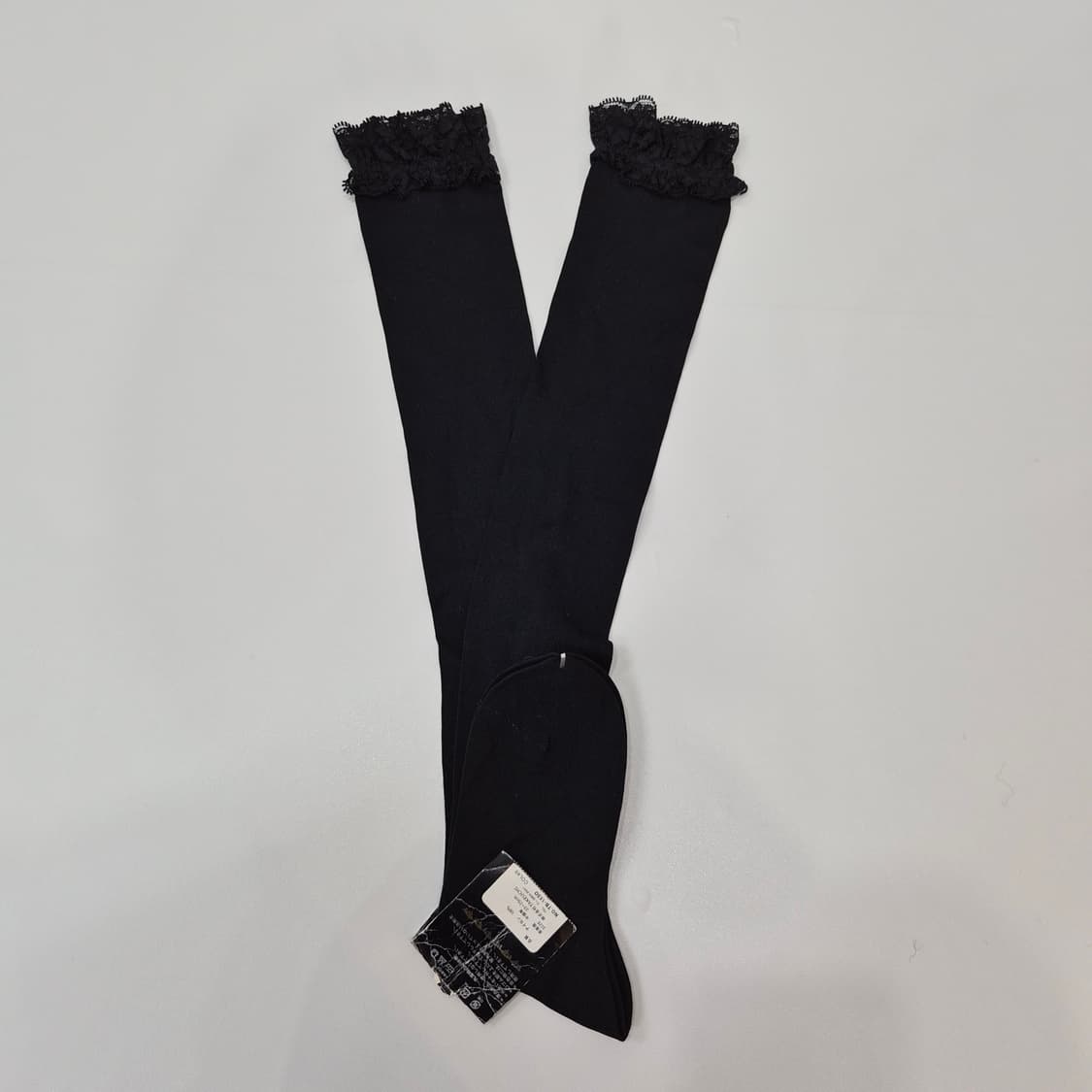 블랙 레이스 프릴 오버니삭스 무릎양말 상품이미지1