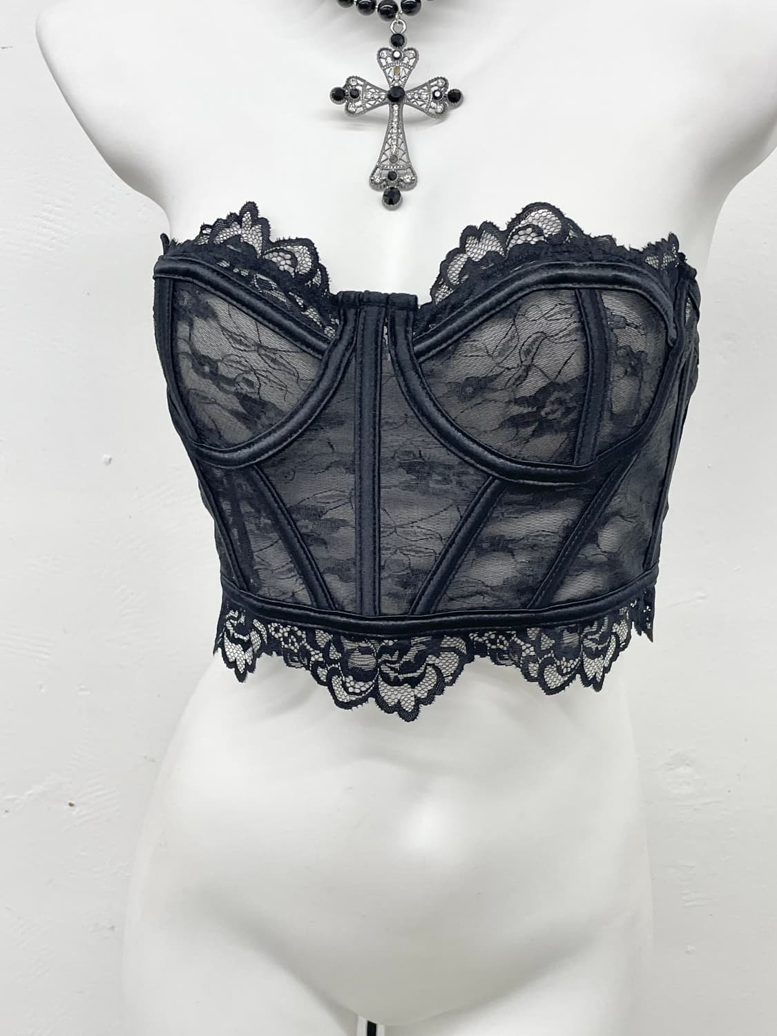 블랙 고딕 레이스 코르셋 상품이미지3