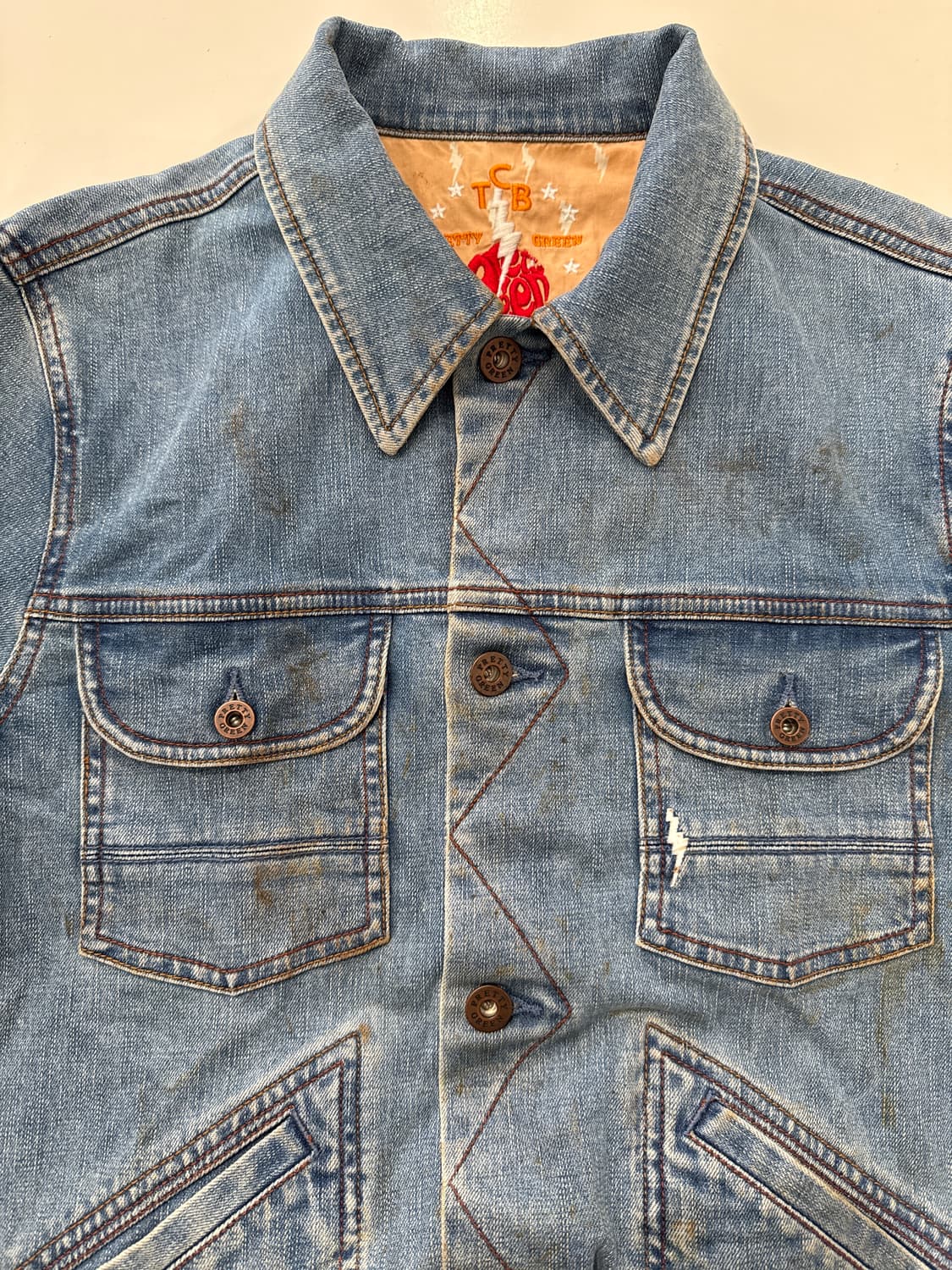 신품미사용)오아시스 리암갤러거 웸블리 2000 데님 자켓 프리티그린 상품이미지5
