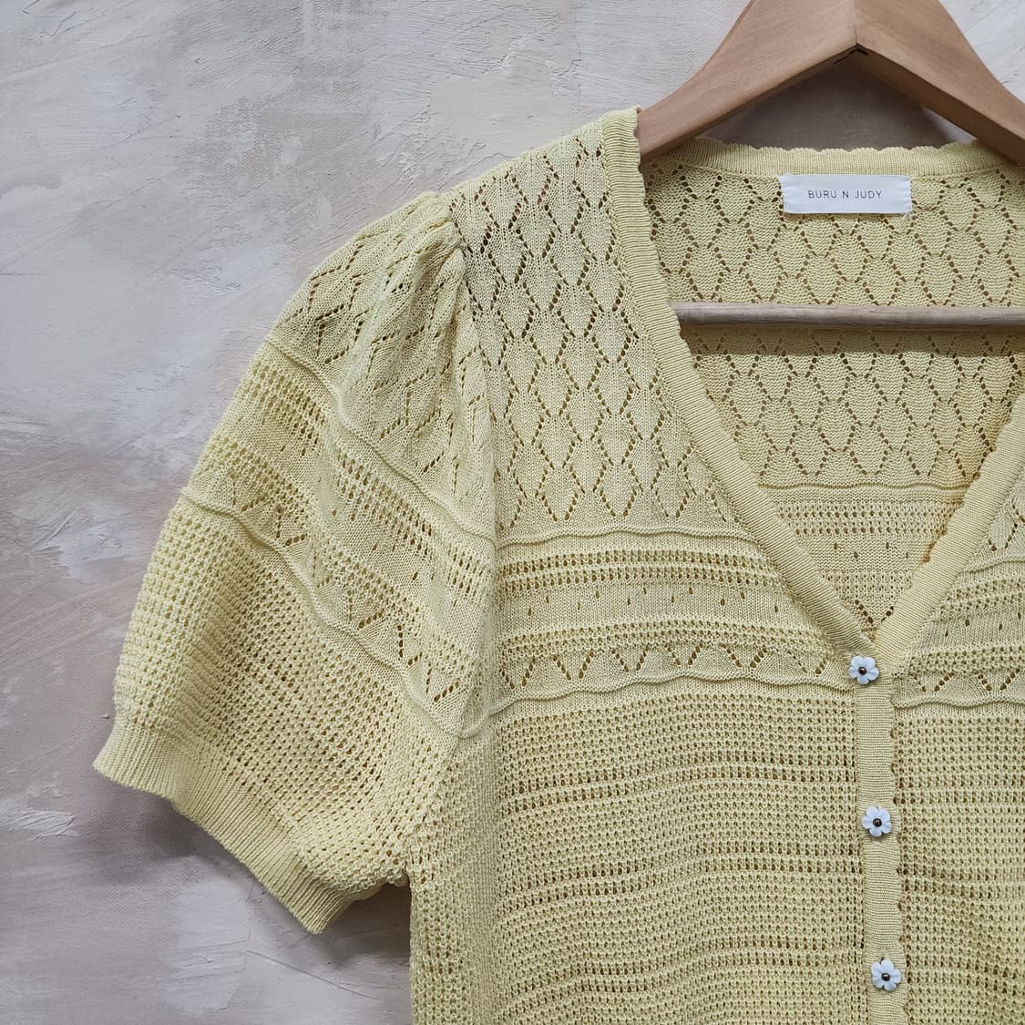 옐로우 크로쉐 니트 가디건 상품이미지2